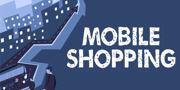 Légende Conceptuelle Mobile Shopping Mot Écrit Sur Commerce Biens Services — Photo