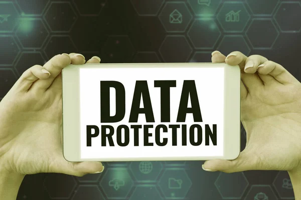 Texto Que Mostra Inspiração Proteção Dados Business Abordagem Controle Legal — Fotografia de Stock