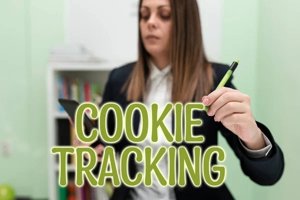 Konceptvisning Cookie Tracking Business Approach Data Som Lagras Användaren Dator — Stockfoto