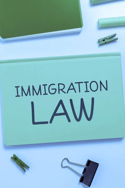 Sinal Texto Mostrando Lei Imigração Internet Concept Estatutos Nacionais Precedentes — Fotografia de Stock