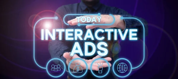 Интерактивная Реклама Концептуальная Фотография Использует Интерактивные Медиа Общения Потребителями — стоковое фото