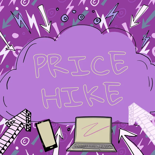 Inspiración Mostrando Signo Price Hike Word Escrito Suma Los Valores — Foto de Stock