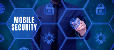 Akıllı telefonlar gibi mobil cihazlar hakkında veri güvence altına almak için ilham kaynağı olan Mobil Güvenlik ve İş Vitrini çalışmalarını gösteren metin