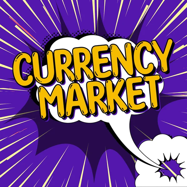 Segno Testo Che Mostra Mercato Valuta Parola Scritto Counter Market — Foto Stock