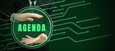 Resmi önemli toplantıda tartışılacak öğelerin listesi kavramsal başlık, iş konsepti