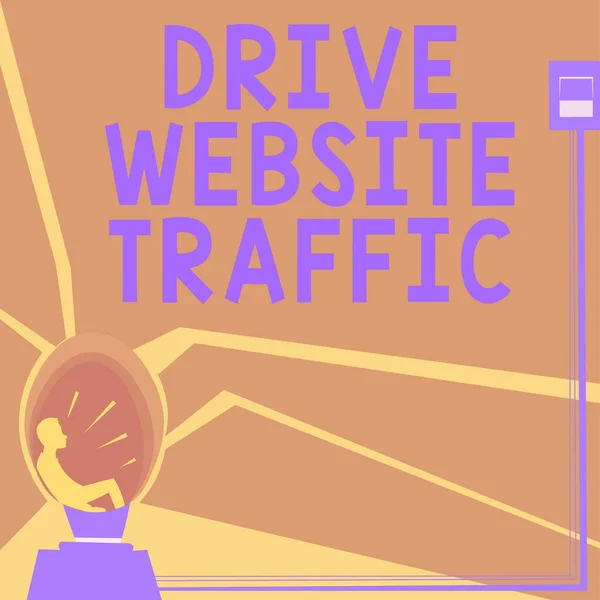 Подпись Тексту Представляющая Drive Website Traffic Business Showcase Увеличение Числа — стоковое фото