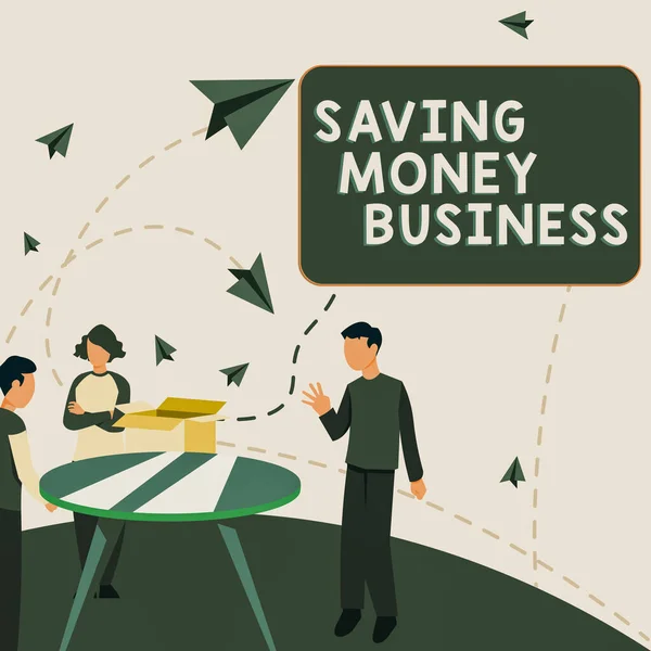 Текстовий Знак Показує Заощадження Грошей Бізнесу Бізнес Ідея Включає Себе — стокове фото