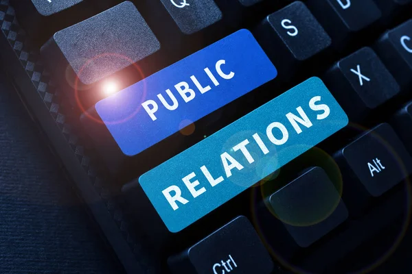 Testo Ispiratore Relazioni Pubbliche Concetto Significante Comunicazione Media Persone Informazione — Foto Stock