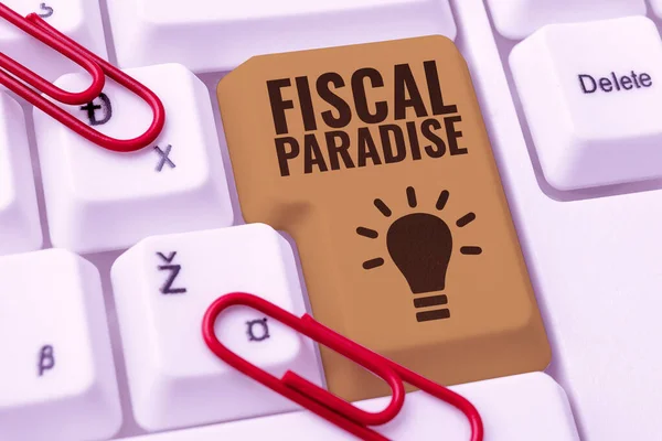 Handschrifttekst Fiscal Paradise Business Approach Belasting Ontwikkeling Belastingtarieven Voor Buitenlandse — Stockfoto