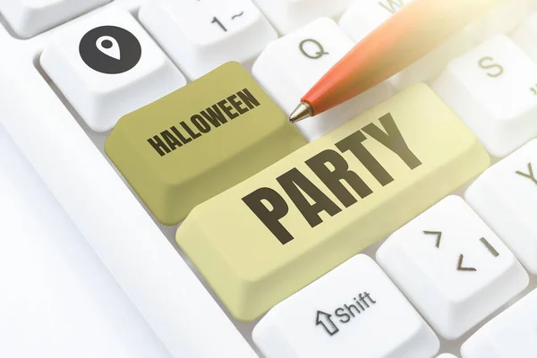 Концептуальная Подпись Halloween Party Business Overview Eve Western Christian Feast — стоковое фото