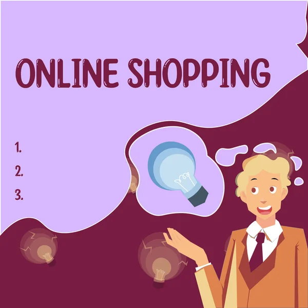 Έννοια Λεζάντα Online Shopping Business Concept Consumers Directly Buy Goods — Φωτογραφία Αρχείου