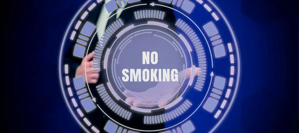 Mão Escrita Sinal Não Fumar Conceito Significado Usando Tabaco Proibido — Fotografia de Stock