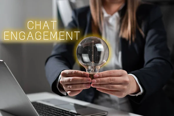 Segno Scrittura Mano Chat Engagement Business Concept Cliente Interagisce Direttamente — Foto Stock