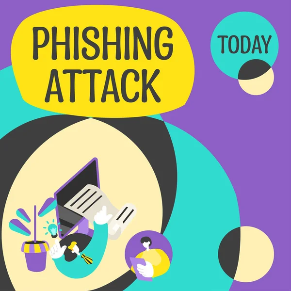 Didascalia Testo Che Presenta Phishing Attack Word Tentativo Ottenere Informazioni — Foto Stock