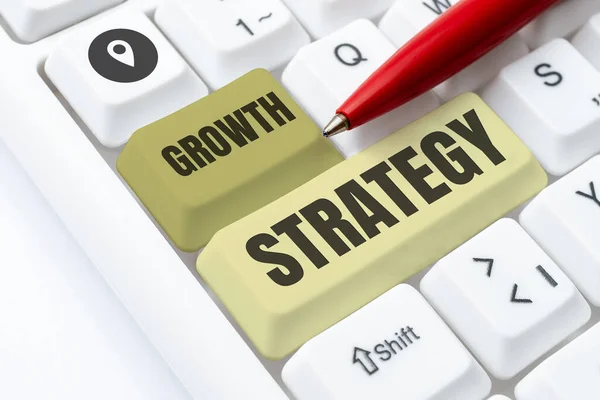Handschrift Wachstumsstrategie Wort Für Die Methode Die Ein Unternehmen Anwendet — Stockfoto