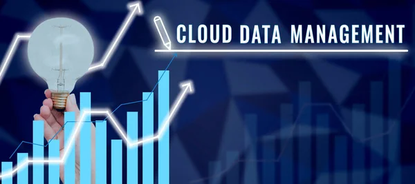 Texto Que Mostra Inspiração Cloud Data Management Business Approach Uma — Fotografia de Stock