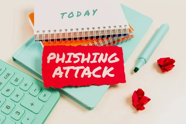 Señal Escritura Mano Phishing Attack Intento Idea Negocio Para Obtener — Foto de Stock