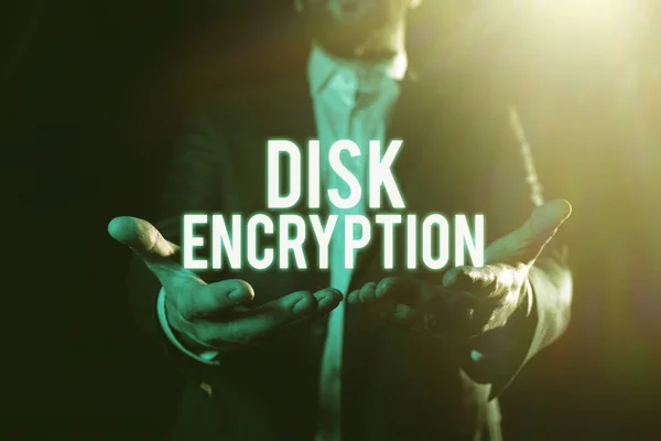 Konceptuální Zobrazení Šifrování Disku Business Show Bezpečnostní Mechanismus Používaný Ochraně — Stock fotografie