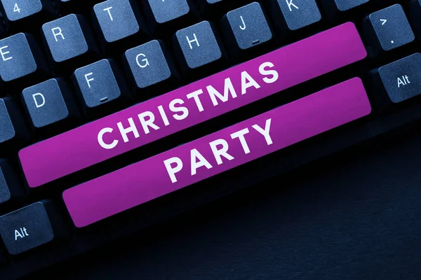 Text Sign Showing Christmas Party Concept Meaning Annual Festival Commemorating — Stock Photo, Image