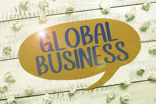 Bildunterschrift Global Business Word Für Unternehmen Die Niederlassungen Vielen Ländern — Stockfoto