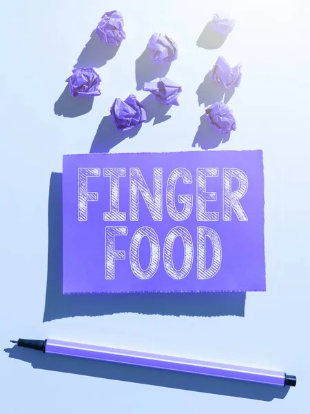 Legenda Conceitual Finger Food Conceptual Photo Products Digestives Held Fingers — Fotografia de Stock