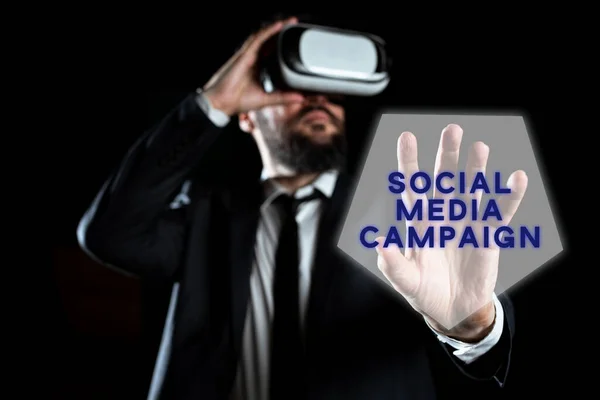Inspiration Zeigt Zeichen Social Media Kampagne Word Written Use Social — Stockfoto