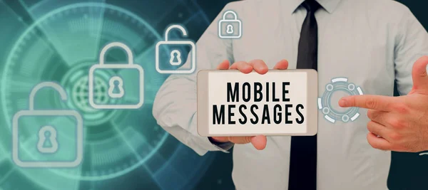 Handgeschriebener Text Mobile Messages Konzept Das Das Verfassen Und Versenden — Stockfoto