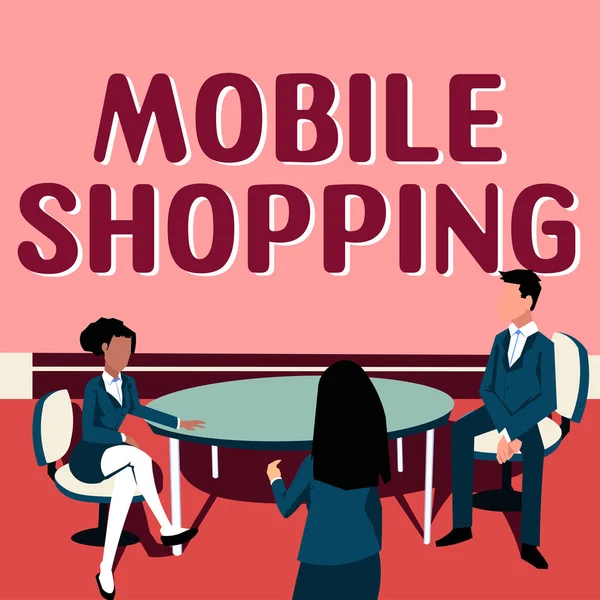 Inspiration Montrant Signe Mobile Shopping Commerce Concept Entreprise Biens Services — Photo
