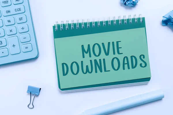 Titulek Textu Prezentující Movie Downloads Obchodní Nápad Přenáší Celý Film — Stock fotografie