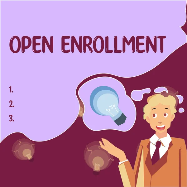 Inspiration Die Zeichen Zeigt Open Enrollment Business Ansatz Politik Qualifizierten — Stockfoto