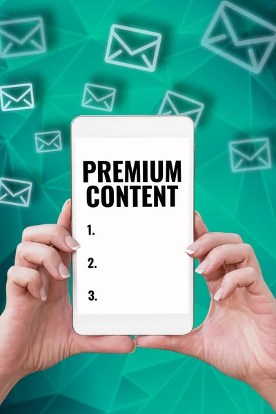 Text Zobrazující Inspiraci Premium Content Business Přístup Vyšší Kvalita Nebo — Stock fotografie