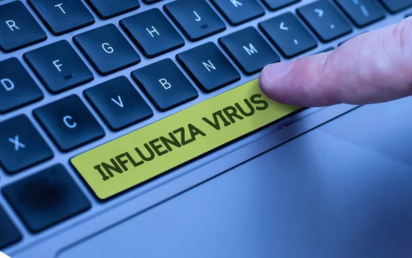 Influenza Vírust Mutató Szöveges Jel Fogalmi Fotó Egy Influenzavírus Által — Stock Fotó