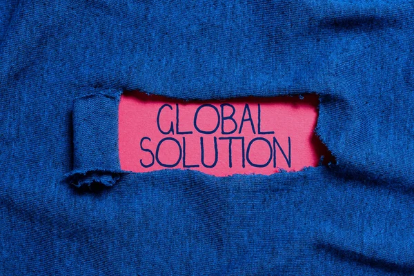 Znak Ręcznego Pisania Globalne Rozwiązanie Pomysł Biznes Radzenia Sobie Trudną — Zdjęcie stockowe