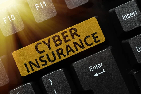 Assinar Exibindo Cyber Insurance Abordagem Negócios Proteger Empresas Usuários Riscos — Fotografia de Stock
