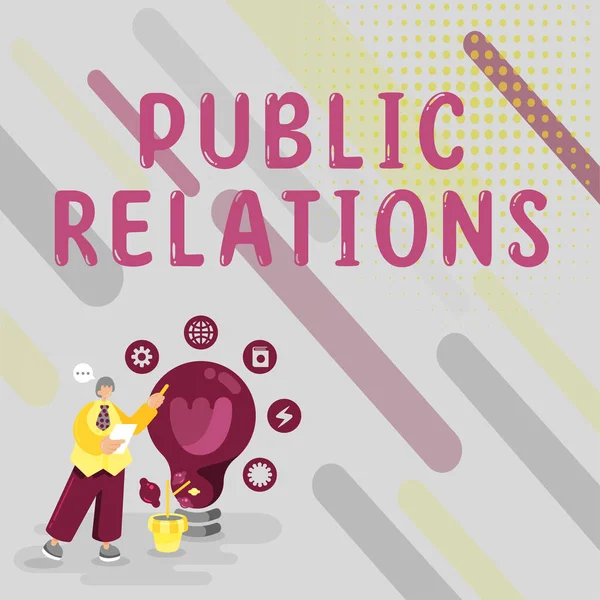 Affichage Conceptuel Relations Publiques Signification Conceptuelle Communication Médias Personnes Information — Photo