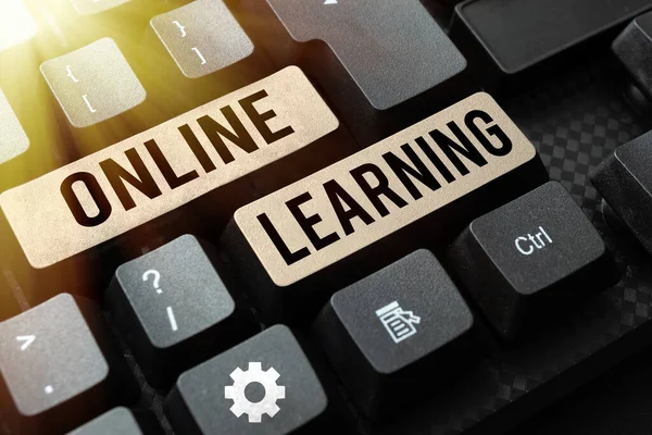 Konceptvisning Online Learning Business Approach Pedagogiskt Verktyg Baserat Och Tillgängligt — Stockfoto