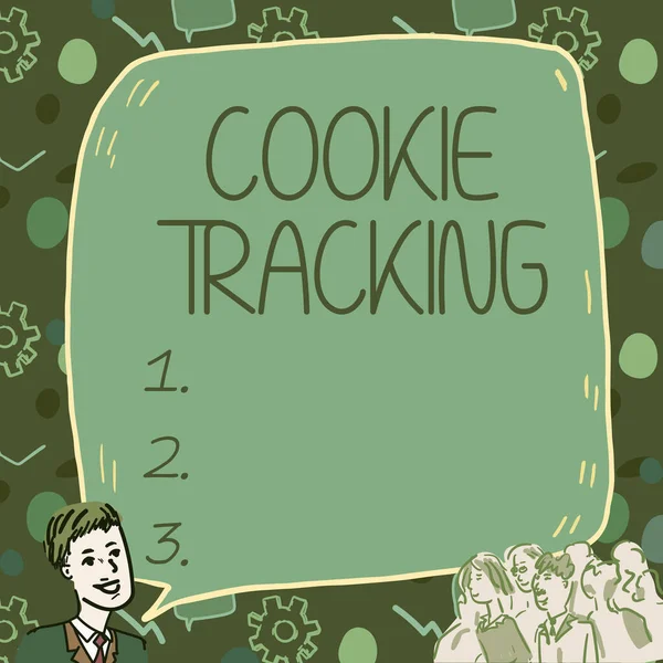 Konzeptionelle Bildunterschrift Cookie Tracking Word Das Auf Daten Geschrieben Wird — Stockfoto