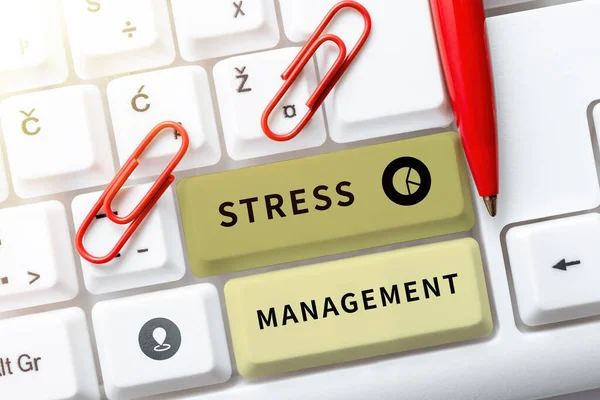 Podpis Koncepcyjny Zarządzanie Stresem Koncepcja Biznesowa Medytacja Terapia Relaks Pozytywność — Zdjęcie stockowe