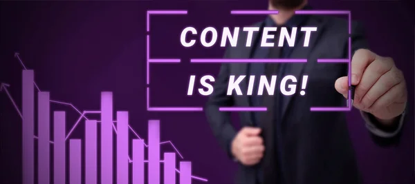 Text Zobrazující Inspiraci Obsah Král Konceptuální Fotografie Marketingové Informace Reklamní — Stock fotografie