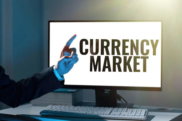 Testo Che Mostra Ispirazione Currency Market Parola Counter Market Trading — Foto Stock