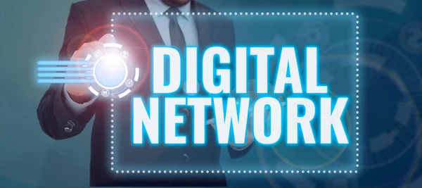Znak Ręcznego Pisania Digital Network Business Approach Network Cyfrowym Przełączaniem — Zdjęcie stockowe