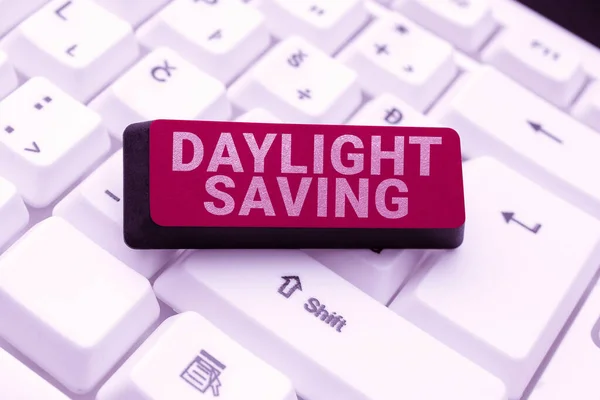 Exibição Conceitual Daylight Saving Conceito Que Significa Girar Relógio Frente — Fotografia de Stock