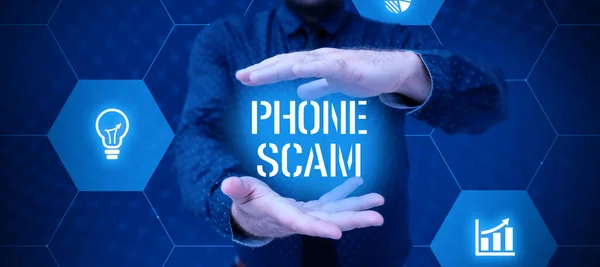 Textzeichen Mit Telefon Betrug Business Ansatz Bekommen Unerwünschte Anrufe Produkte — Stockfoto