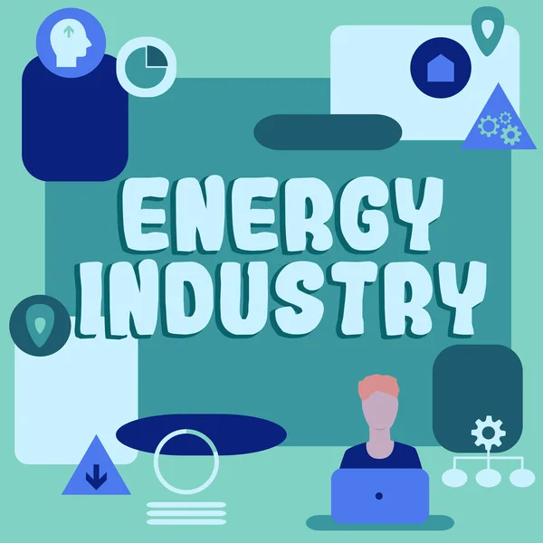 에너지 판매에 관련된 산업체들에 관하여 기록된 — 스톡 사진