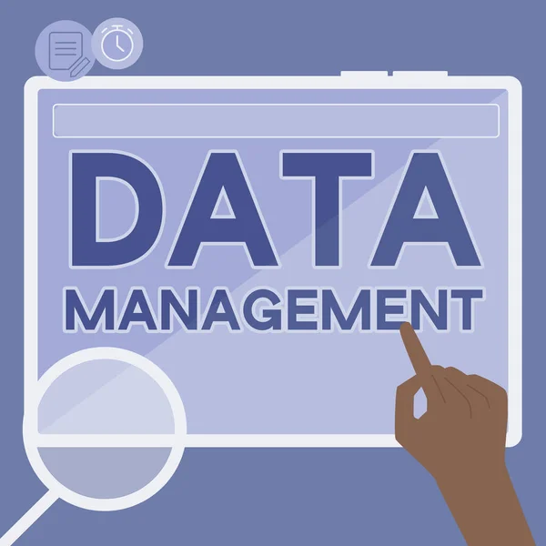 Text Bildtext Presenterar Datahantering Affärsidé Discipliner Relaterade Till Hantering Data — Stockfoto