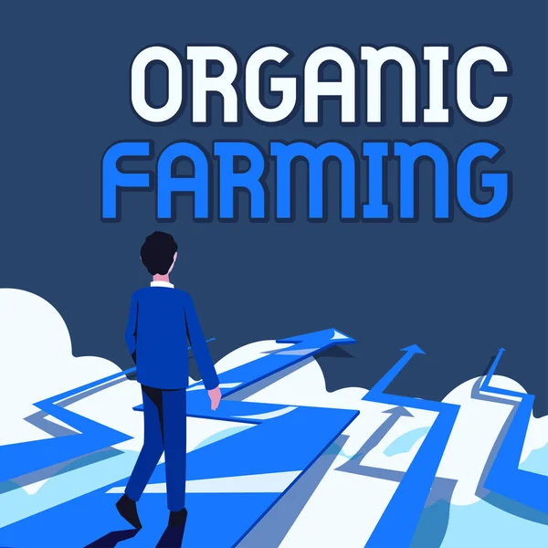 Kézírás Szöveg Organic Farming Word Írt Mezőgazdasági Rendszer Amely Ökológiai — Stock Fotó