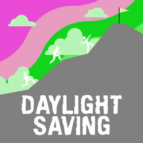 Tekst Pisma Daylight Saving Business Approach Obracając Zegar Przodu Miarę — Zdjęcie stockowe
