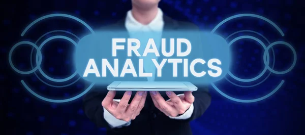 Hand Writing Sign Fraud Analytics Business Approach Identification Actual Expected — Stock Photo, Image