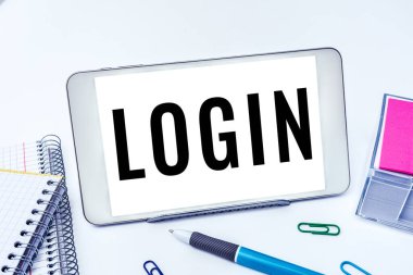 Kavramsal başlık Giriş, İş Fikri Web Sitesi Blog 'una kullanıcı adı ve parola kaydı kullanarak giriliyor