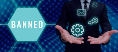 İlhamın yasaklandığını gösteren metin, iş genel görünümü resmi olarak birinin yasal olarak yasaklanmış bir şey yapmasını engelliyor